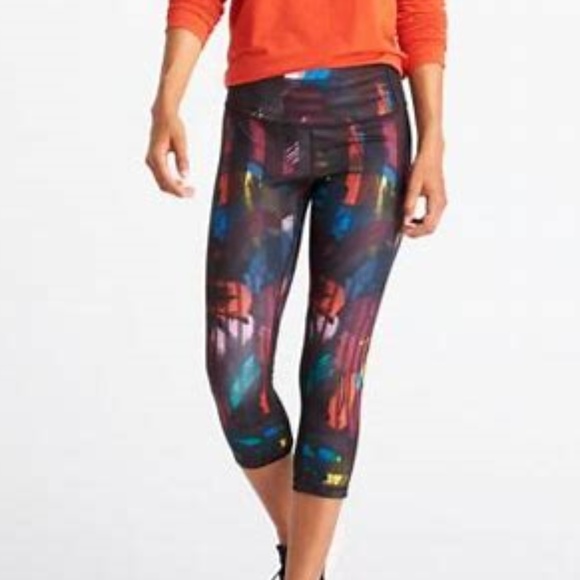 Lucy Pants - Lucy Om Capri leggings Multi brush daubs print Sm